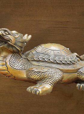 铜八卦龙龟件金钱龟一对家店居厅铺办公室装饰品开YPA业客送摆礼