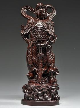 黑檀木雕伽蓝GG01131关韦陀佛像摆韦驮关公伽蓝菩萨左右护庙法件