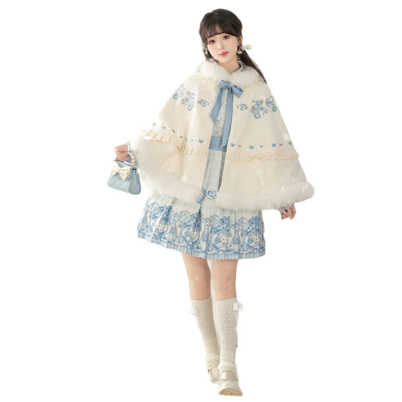 原创汉服女云茸初雪汉元素中国风连衣裙加绒斗篷秋冬款,淘宝优惠券,粉丝福利购,淘宝优惠卷