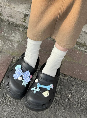 QIAYUE清新海盐蓝洞洞鞋配饰鞋花卡通装饰扣饰品适配Cross/Crocs