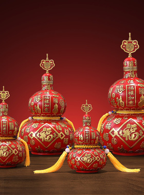 黄铜百福葫芦摆件家居中式客厅玄关入户办公室装饰品乔迁新居礼物