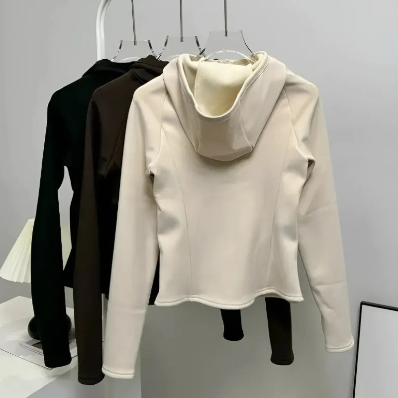 秋冬季显瘦修身保暖加绒外套女连帽防风跑步开衫运动夹克瑜伽上衣,淘宝优惠券,粉丝福利购,淘宝优惠卷