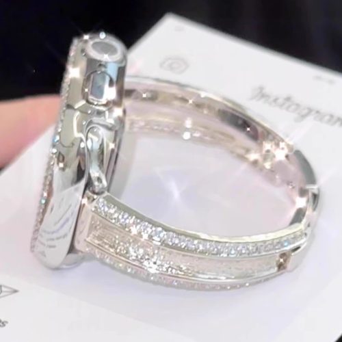 适用华为fit4表带ins闪钻拉丝手镯铜质表链iwatchS10/9/8/7/6/5代se2表带41mm镶钻45mm金属8/9Pro腕带46/42mm - 图0