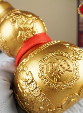 龙头铜葫芦摆件纯铜空心开口黄铜葫芦客厅招财聚财铜胡芦乔迁之喜