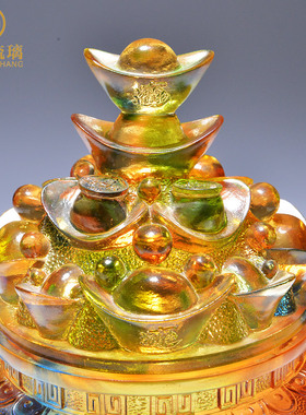 琉璃元宝聚宝盆摆件风水招财镇宅客厅办公室家居饰品店铺开业礼品