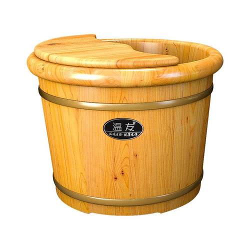 泡脚木桶家用30cm高木盆洗脚盆保温泡脚桶实木洗脚木桶木质足浴盆 - 图3