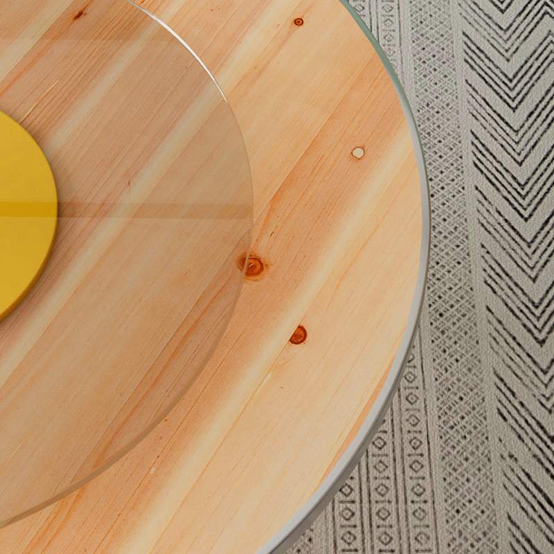 0A加厚大圆桌面板台面家用实木圆餐桌10人15人钢化玻璃转盘饭店农 - 图0