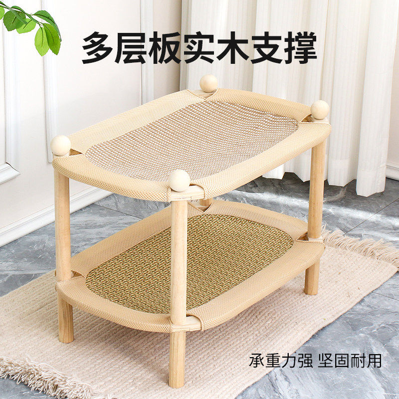 双层猫窝猫抓板一体剑麻垫藤编凉席不掉屑实木上下两层特大号猫床,淘宝优惠券,粉丝福利购,淘宝优惠卷