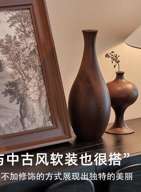 实木摆件干 干燥花花瓶法式覆古客厅卧室边柜床头柜茶室茶桌送礼
