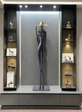 轻奢抽象人物帽长腿雕塑饰品样板房酒店电视柜客厅入口艺术配件