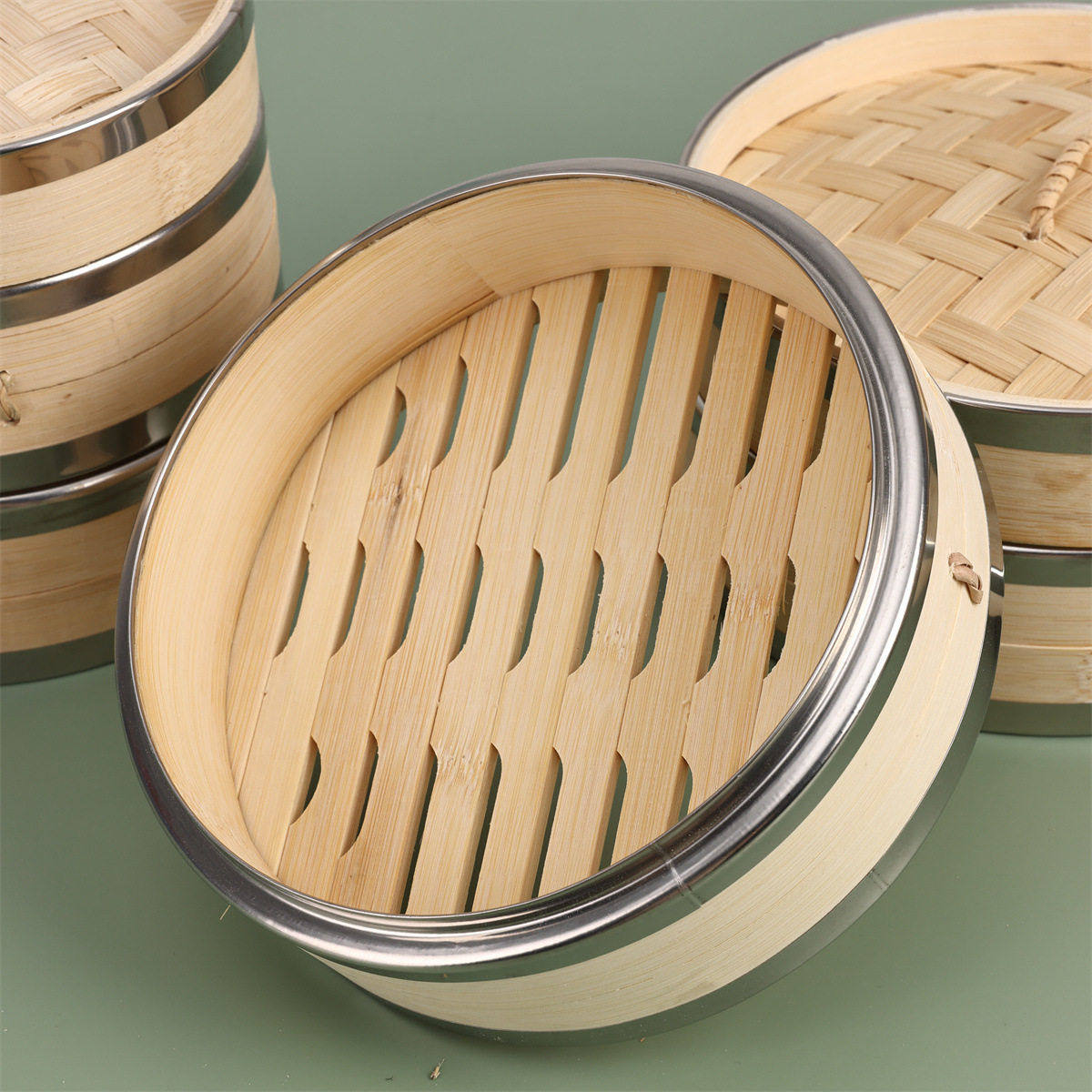 钢边笼竹蒸笼蒸包子馒头笼屉小笼包不锈钢上下包边小蒸笼蒸格林漭,淘宝优惠券,粉丝福利购,淘宝优惠卷