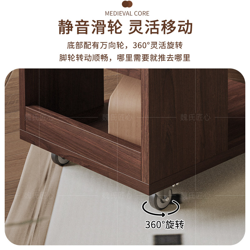 法式复古可移动边几柜中古风客厅沙发侧边柜家用茶几小推车置物架,淘宝优惠券,粉丝福利购,淘宝优惠卷