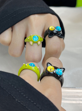 极速天然c猫眼石戒指女大学生饰品日韩风送女朋友礼物新潮时尚个