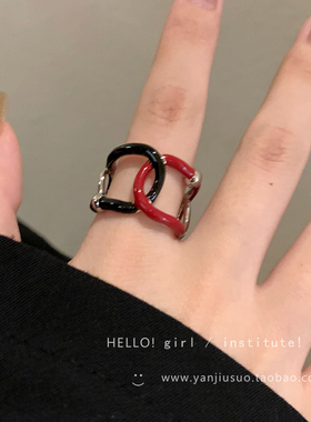 极速秋冬撞e色开口戒指女小众设计感简约食指戒网红时尚个性冷淡