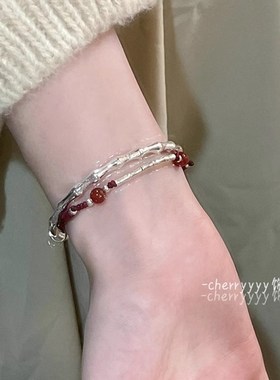 极速上岸竹g节红绳手链天然红玛瑙仿红玛瑙新中式手作福牌本命年