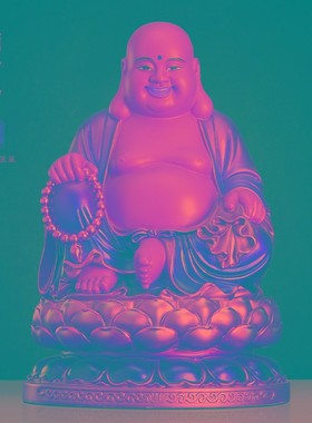 极速手工彩绘弥勒佛摆件纯铜笑佛像大肚弥勒佛佛像供奉Z店铺开业