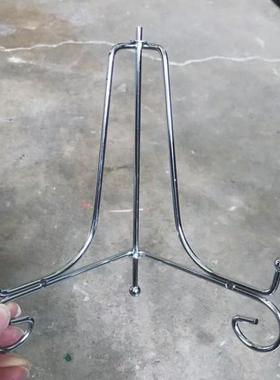 银色电镀铁艺茶饼支架盘子支架钟表展示支架奖牌圆盘样品支架