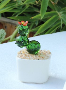 淄博博山琉璃小摆件工艺品多肉家居饰品铃兰花特产桌面办公桌仿真