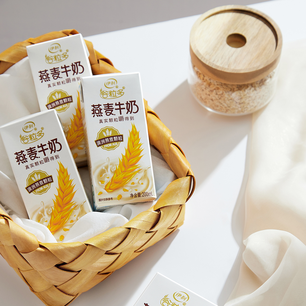 【11月新产】伊利谷粒多燕麦牛奶200mlx12盒颗粒整箱营养早餐牛奶 - 图1