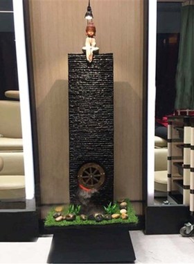 智能六六大顺喷泉流水摆件循环水大型客厅落地水景水幕墙工艺品