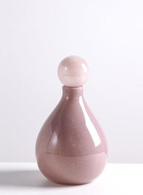 多巴胺彩色TKD玻璃摆花件瓶创术意奶油客风玄关厅插花器艺软装摆