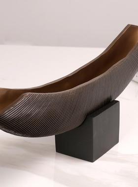 简约现代新中式船型处长条摆件板样房楼客厅玄DBB关别墅家居装饰