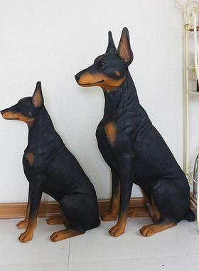 模跨境客狗厅件TB554781杜宾犬雕塑创意软装家居装饰动物型摆树脂