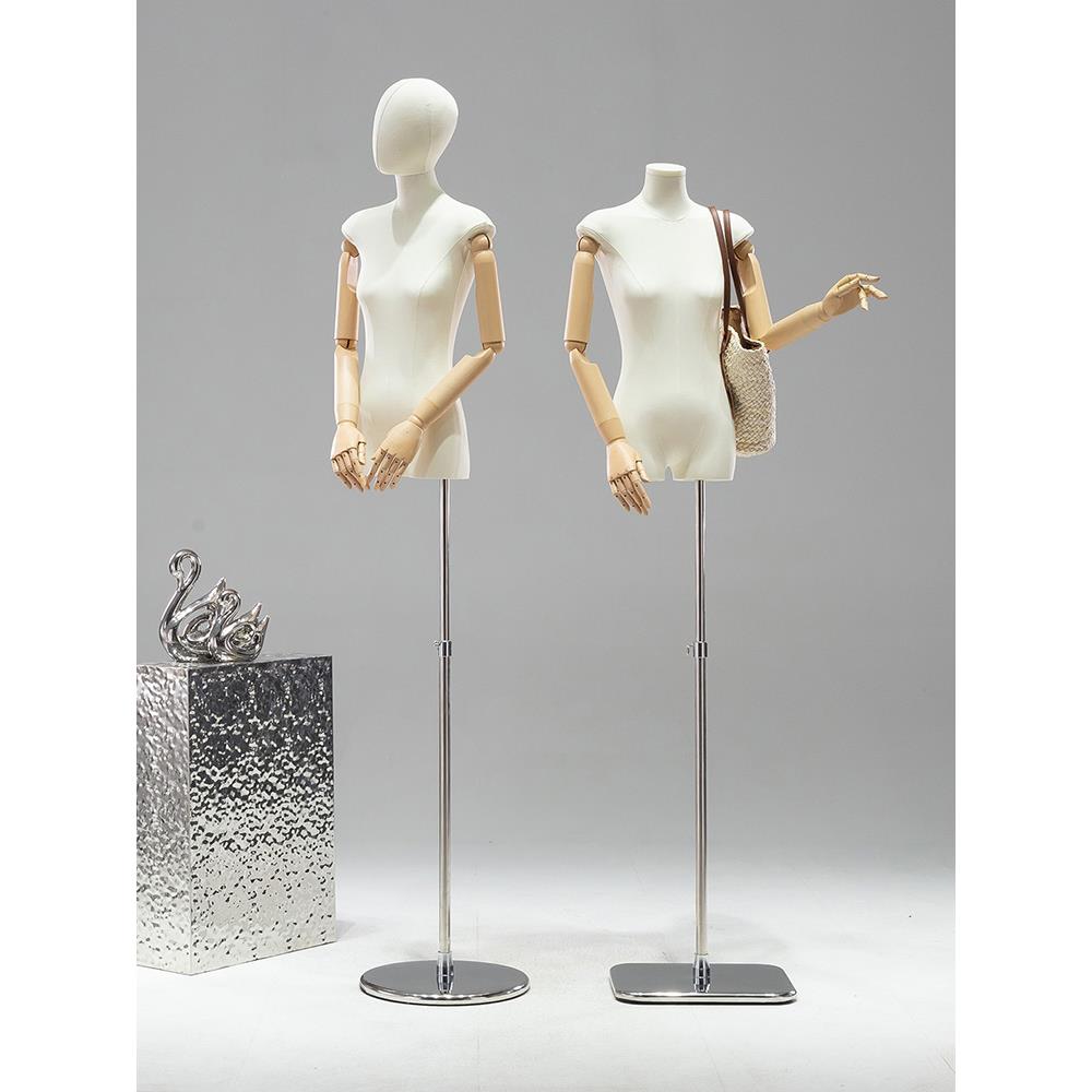 服装店平胸模型道具女性半身人体女性服装橱窗人体模型展示架假人 - 图3