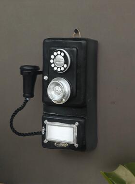 酒吧风格 老式复古做旧工艺摆件 壁挂式电话机模型