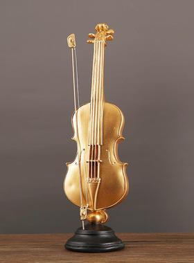 欧式复古小提琴乐器模型萨克斯桌面摆件家居店面橱窗陈列装饰摆设