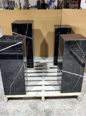 天然黑白根大理石底座摆件酒店商场销售中心工艺品雕塑台基座墩石