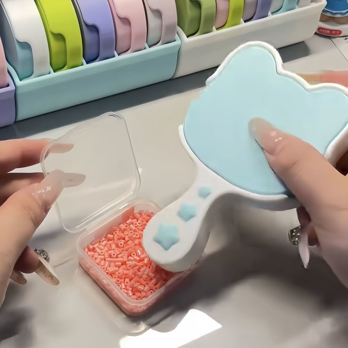 新款可爱喵喵铲豆铲拼豆多功能工具学生diy不卡豆丝滑豆铲收纳盒,淘宝优惠券,粉丝福利购,淘宝优惠卷