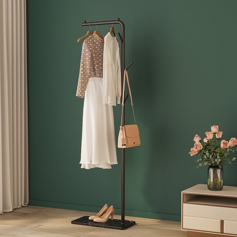 岩板石衣帽架卧室内简易家用晾衣架落地轻奢单杆式收纳挂衣挂包架 - 图1