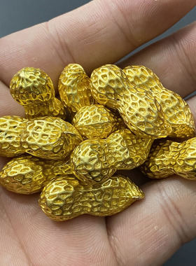 仿古纯铜鎏金金花生黄铜实心金花生寓意发子发孙家居婚庆礼品摆件