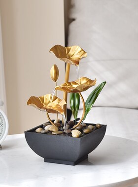 现代简约循环流水小型家居装饰品办公室桌面景观招财解压摆件送礼