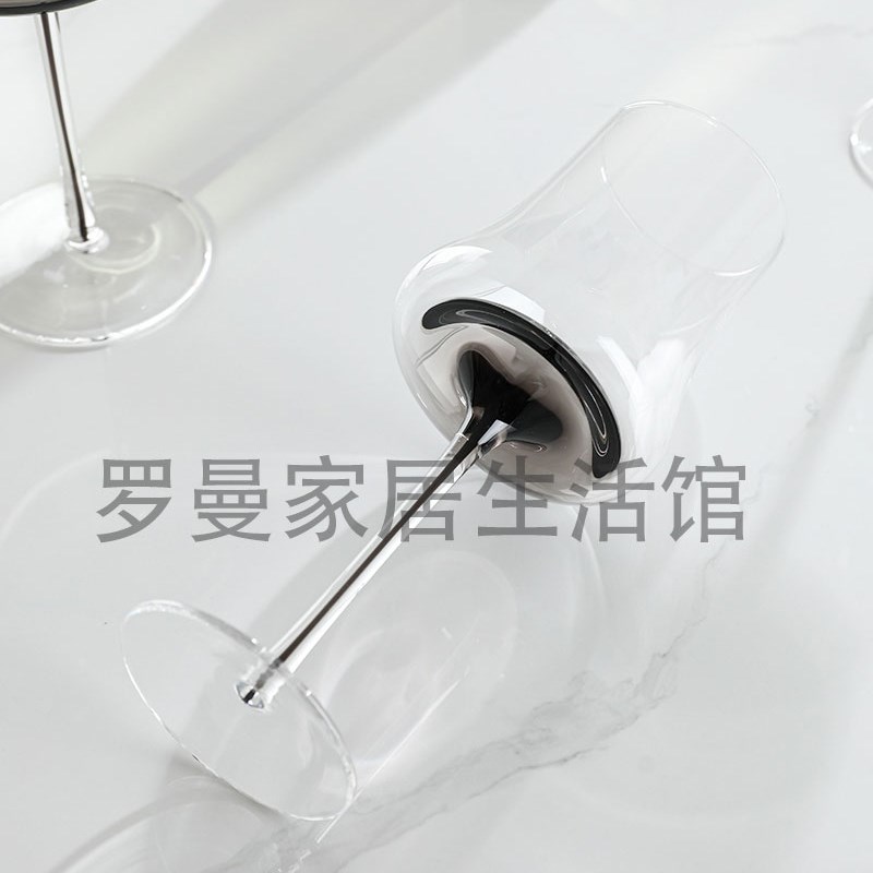 现代风酒具烟灰色高脚杯香槟杯子黑杆水晶酒杯展厅装饰水晶玻璃杯 - 图2