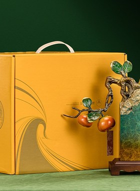 喜事临门柿子摆件铜工艺品客厅玄关电视柜酒柜装饰品乔迁新居礼物