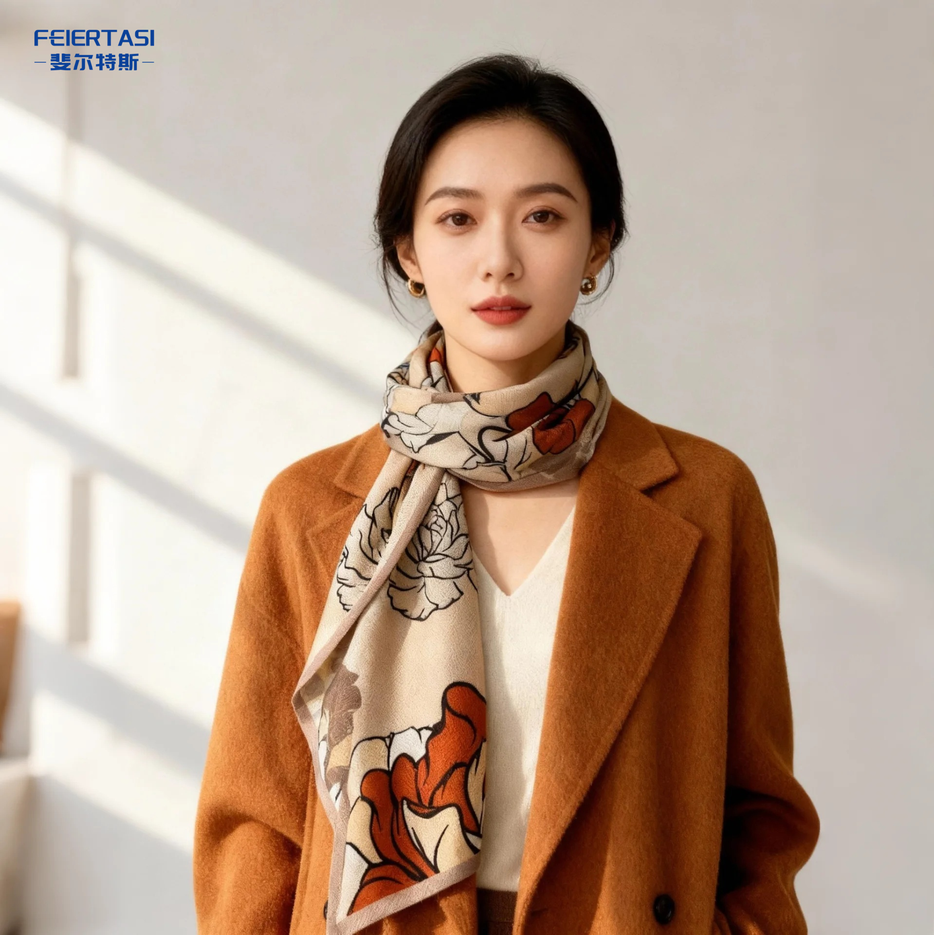 2026秋冬新款人字纹丝巾女士气质双面双色百搭高级感花卉时尚披肩,淘宝优惠券,粉丝福利购,淘宝优惠卷