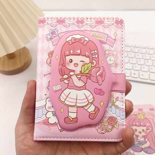64K软皮手帐本大磁扣可爱儿童女孩礼物记事笔记本减压彩页手账本 - 图0