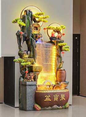东南假亚客厅招财装业饰玄关摆LCK件水幕墙办公室山水喷泉流开风