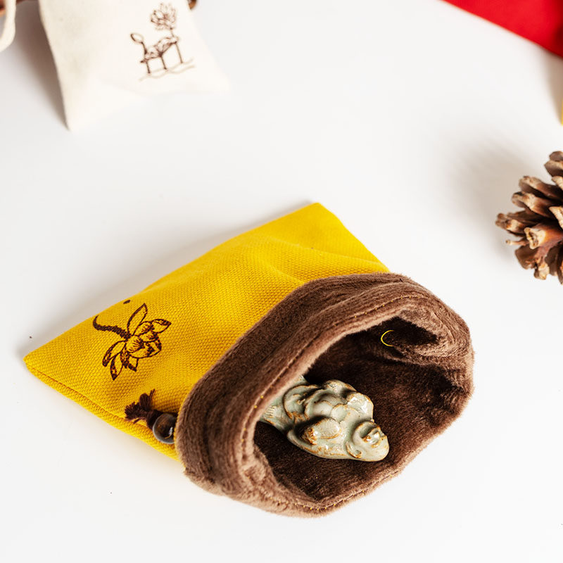 黄色纯棉麻文玩袋子加厚绒布袋束口袋佛珠寺庙手串收纳袋logo定制,淘宝优惠券,粉丝福利购,淘宝优惠卷
