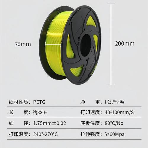 3D打印机耗材 PETG 1.75mm 3D打印机线材1KG高品质多色透明色线材 - 图0