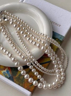 极速施家同款白色款 o贝珠项链 实物真的好看女款贝珠颈链项链妈