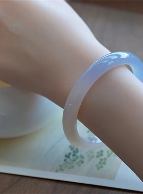 极速天然玉髓烟雨江南色手镯 女C款网红爆款玉髓俏色玛瑙镯子饰品