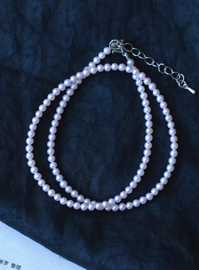 极速春季新品f天然淡水珍珠粉光小灯泡款珍珠项链 圆度好女款珍珠