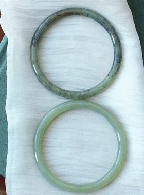 极速天然新疆料和田玉青花籽料叮当镯手镯 越养越U油女款玉镯饰品