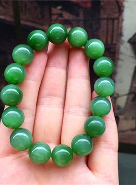 极速懂货a的亲们下单天然俄罗斯7号矿老坑碧玉圆珠手链颜色好肉绿