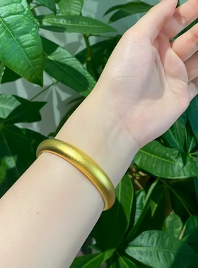 金包银磨砂面泥鳅背镶钻手镯简约大气送妈妈礼物来料可定制