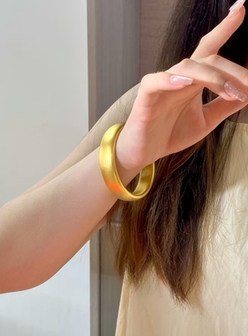 金包银素圈轮胎手镯女哑光宽面送礼婚嫁手镯来料可定制