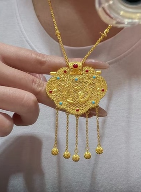 金包银花丝镶嵌天子门生锁包流苏吊坠龙凤呈祥来料可定制